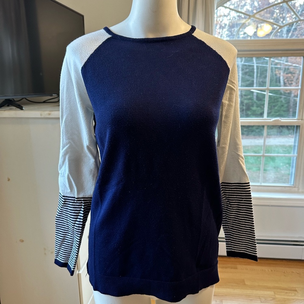 Women’s blue and white sweater